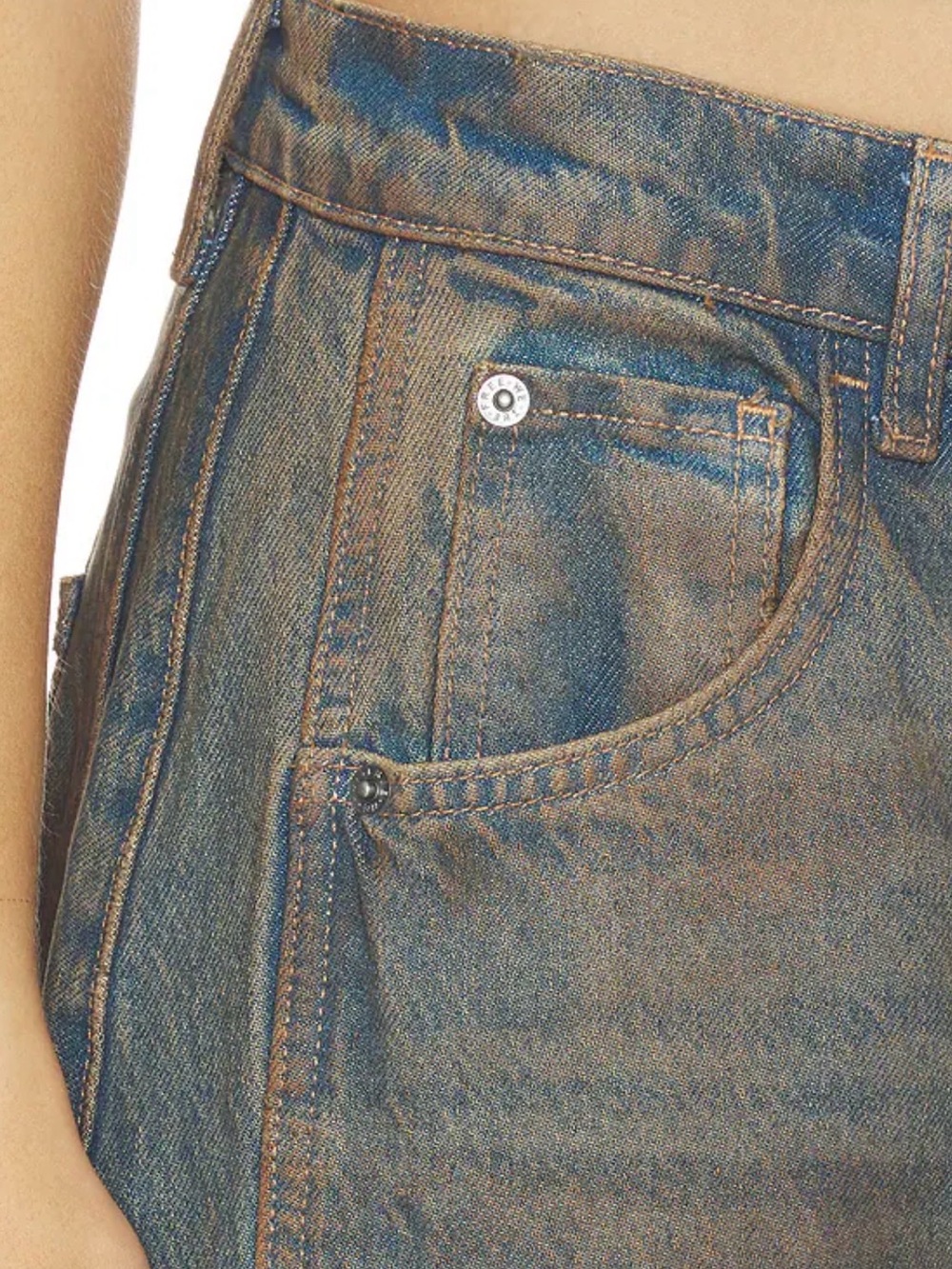 We the Free People 31 Good Luck Barrel Lost Desert Blue Brown Distress NWOT $128 - Picture 7 of 12